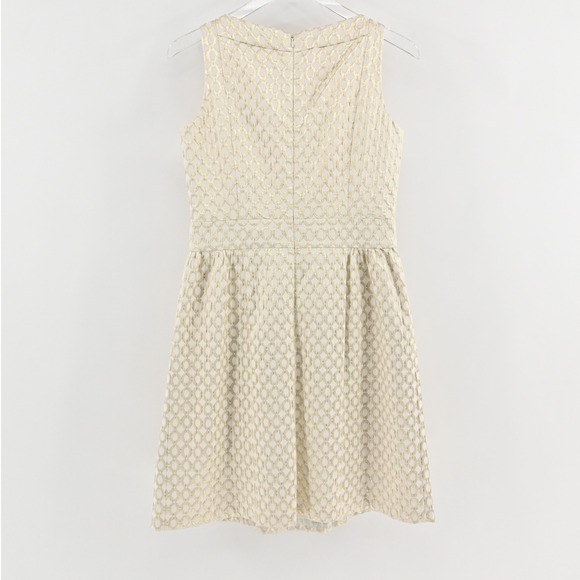 Ralph Lauren Metallic Pleated Dress Size 6 Gold Fit Flare Sleeveless Party LRL - Picture 3 of 14